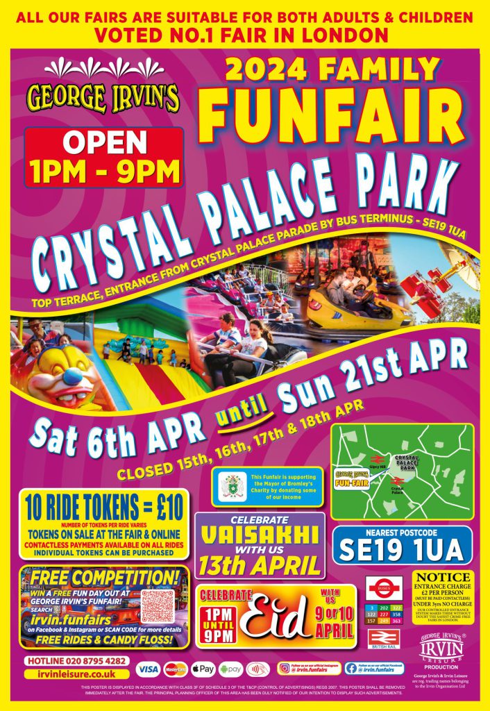 Crystal Palace Park Family Funfair Spring 2024 Irvin Leisure